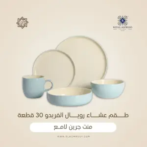 رويال ألفريدو طقم عشاء بورسلين 30 قطعة منت جرين لامع - A-06