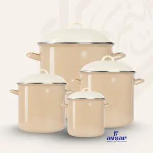 طقم حلل صاج تركي إفسار – 4 مقاسات – لون البيج