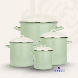 طقم حلل صاج تركي إفسار – 4 مقاسات – لون المنت جرين