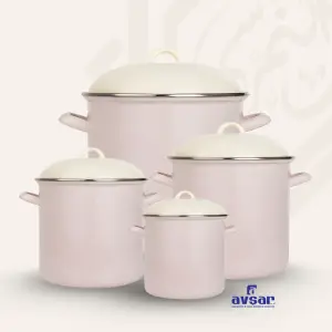 طقم حلل صاج تركي إفسار – 4 مقاسات – لون الروز