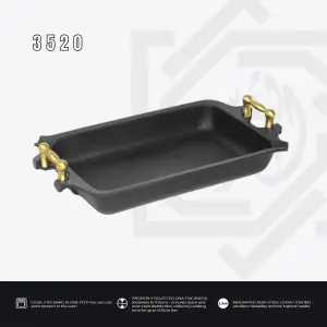 طاجن AMT مستطيل – 2 يد، لون ذهبي