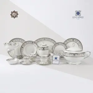 طقم سفرة رويال الفريدو 112 قطعة بورسلين – MO:019