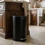 هومفل سلة مهملات بدواسة 3 لتر ستيل دائرية أسود