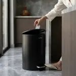 هومفل سلة مهملات بدواسة 3 لتر ستيل دائرية أسود