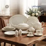 طقم سفرة نوريتاكي بورسلين ١١٢ قطعة – أبيض وفضي