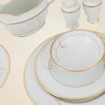 طقم سفرة نوريتاكي بورسلين ١١٢ قطعة – أبيض وفضي