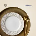 طقم سفرة نوريتاكي بورسلين ١١٢ قطعة – أبيض وذهبي