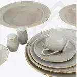 طقم عشاء نوريتاكي بورسلين 40 قطعة – بيج مذهب فاخر
