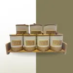 طقم توابل 7 قطعه من البورسلين بغطاء بامبو +استاند بامبو