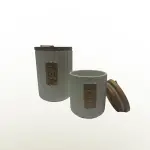 طقم توابل 7 قطعه من البورسلين بغطاء بامبو +استاند بامبو