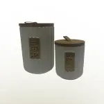 طقم توابل 7 قطعه من البورسلين بغطاء بامبو +استاند بامبو