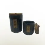 طقم توابل 7 قطعه من البورسلين بغطاء بامبو +استاند بامبو