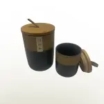 طقم توابل 7 قطعه من البورسلين بغطاء بامبو +استاند بامبو