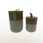 طقم توابل 7 قطعه من البورسلين بغطاء بامبو +استاند بامبو