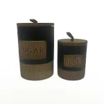 طقم توابل 7 قطعه من البورسلين بغطاء بامبو +استاند بامبو