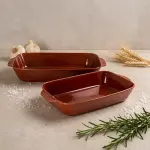 طقم طاجن فرن بورسلين مستطيل 2 قطعة بيد رويال ألفريدو – 45 × 26.9 × 9.5 سم