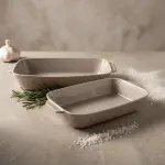 طقم طاجن فرن بورسلين مستطيل 2 قطعة بيد رويال ألفريدو – 45 × 26.9 × 9.5 سم