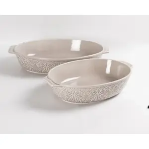 رويال ألفريدو طقم طاجن فرن بورسلين بيضاوي 2 قطعة بيد – 43 × 23 × 10.8 سم